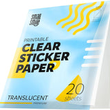 95% Clear Sticker Paper for Inkjet Printer and Laser – 20 Sheets, 8.5x11 Transparent Sticker Paper, Printable Vinyl, Waterproof Clear Labels for DIY Stickers & Decals