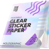 Clear Holographic Sticker Paper for Inkjet Printer and Laser – 20 Sheets, 8.5x11 Printable Vinyl Clear Sticker Paper, Waterproof Transparent Labels for DIY Stickers & Decals