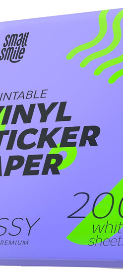 Premium Printable Vinyl Sticker Paper for Inkjet Printer and Laser - 200 White Glossy Sticker Paper Waterproof - Durability Adhesive Paper 8.5x11 (Shine Glossy, 200 Sheets)