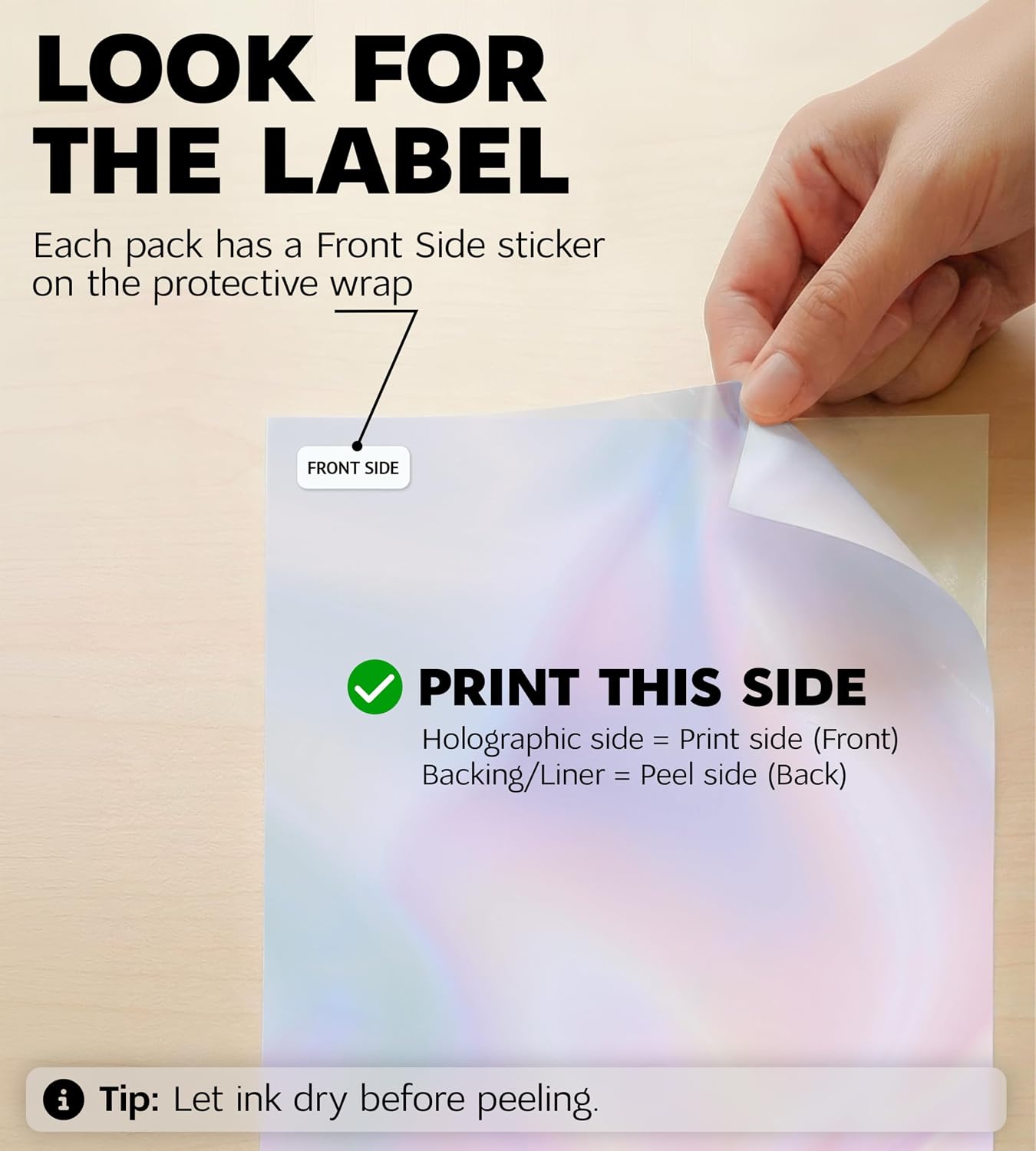 Clear Holographic Sticker Paper for Inkjet Printer and Laser – 50 Sheets, 8.5x11 Printable Vinyl Clear Sticker Paper, Waterproof Transparent Labels for DIY Stickers & Decals