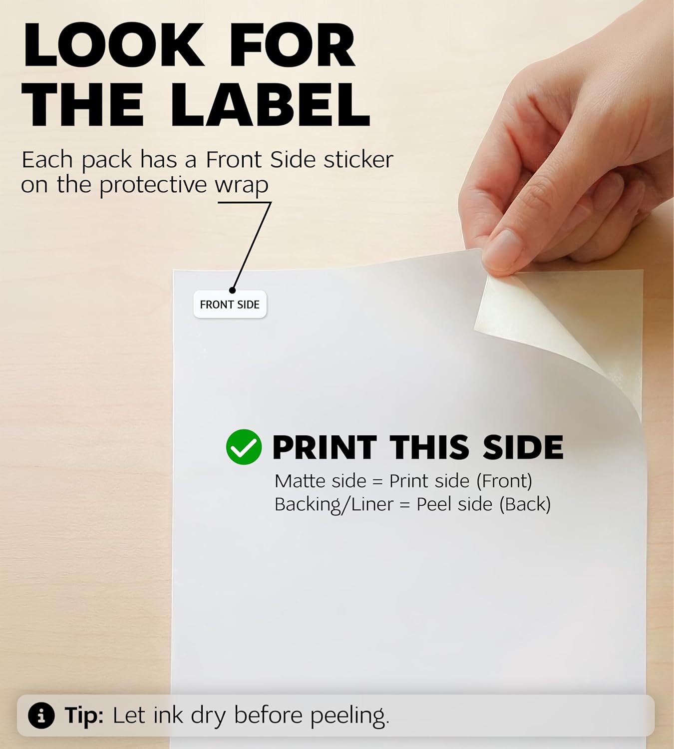 Premium Printable Vinyl Sticker Paper for Inkjet Printer and Laser - 200 White Matte Sticker Paper Waterproof - Durability Adhesive Paper 8.5x11 (Matte, 200 Sheets)