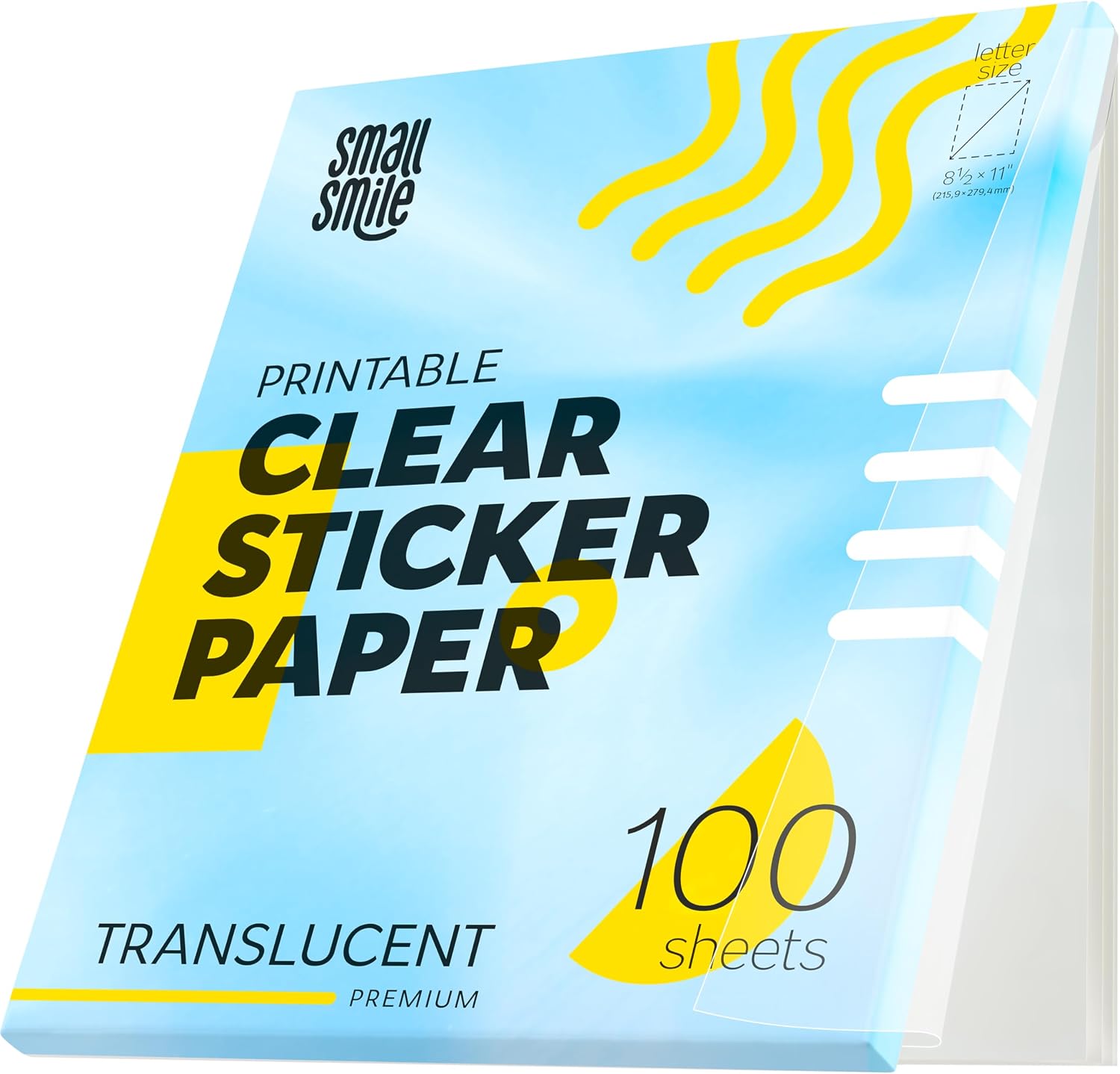 95% Clear Sticker Paper for Inkjet Printer and Laser – 100 Sheets, 8.5x11 Transparent Sticker Paper, Printable Vinyl, Waterproof Clear Labels for DIY Stickers & Decals