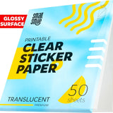 95% Clear Sticker Paper for Inkjet Printer and Laser – 50 Sheets, 8.5x11 Transparent Sticker Paper, Printable Vinyl, Waterproof Clear Labels for DIY Stickers & Decals