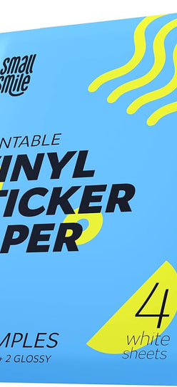 Premium Printable Vinyl Sticker Paper for Inkjet Printer and Laser - 4 White Matte and Glossy Sticker Paper Waterproof - Durability Adhesive Paper 8.5 x 11, Holds Ink Well, Great for Cutting Machines