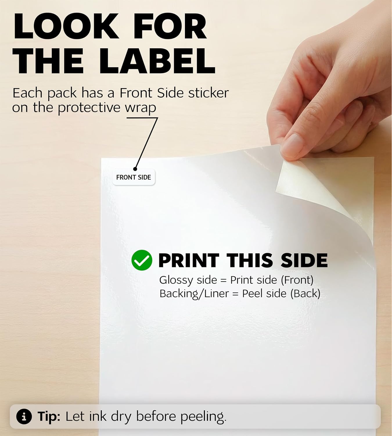 Premium Printable Vinyl Sticker Paper for Inkjet Printer and Laser - 200 White Glossy Sticker Paper Waterproof - Durability Adhesive Paper 8.5x11 (Shine Glossy, 200 Sheets)