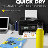 Premium Printable Vinyl Sticker Paper for Inkjet Printer and Laser - 4 White Matte and Glossy Sticker Paper Waterproof - Durability Adhesive Paper 8.5 x 11, Holds Ink Well, Great for Cutting Machines