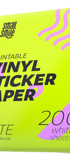 Premium Printable Vinyl Sticker Paper for Inkjet Printer and Laser - 200 White Matte Sticker Paper Waterproof - Durability Adhesive Paper 8.5x11 (Matte, 200 Sheets)