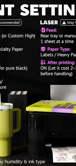 Premium Printable Vinyl Sticker Paper for Inkjet Printer and Laser - 50 White Matte Sticker Paper Waterproof - Durability Adhesive Paper 8.5 x 11, Fast Dry, Holds Ink Well, Great for Cutting Machines