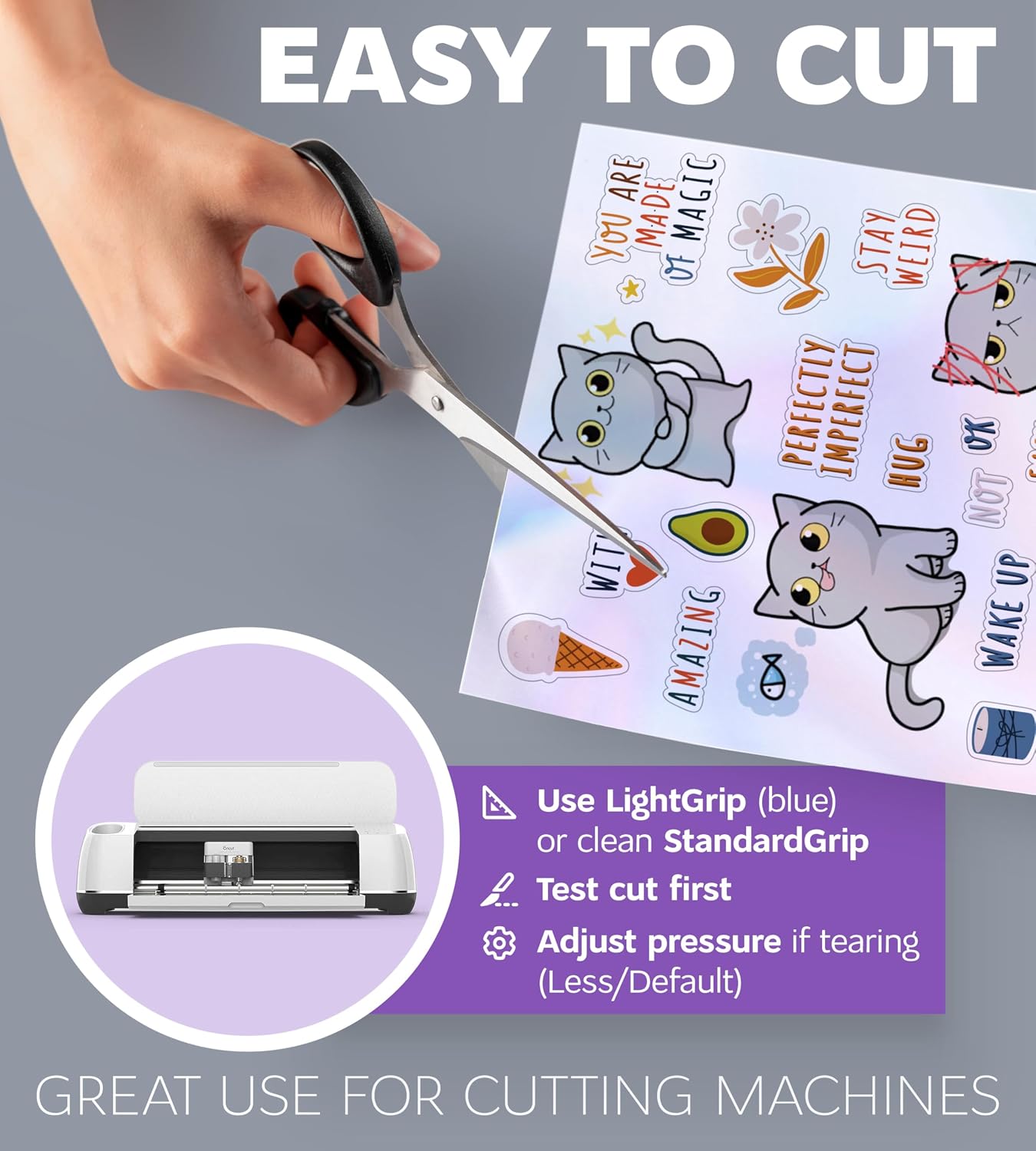Clear Holographic Sticker Paper for Inkjet Printer and Laser – 50 Sheets, 8.5x11 Printable Vinyl Clear Sticker Paper, Waterproof Transparent Labels for DIY Stickers & Decals
