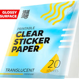 95% Clear Sticker Paper for Inkjet Printer and Laser – 20 Sheets, 8.5x11 Transparent Sticker Paper, Printable Vinyl, Waterproof Clear Labels for DIY Stickers & Decals