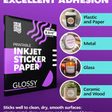 Premium Printable Glossy Sticker Paper for Inkjet Printer - 200 White Adhesive Sticker Sheets - Glossy Photo Sticker Paper 8.5 x 11 Inch for DIY Labels, Crafts and Photo Printing