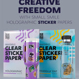 Clear Holographic Sticker Paper for Inkjet Printer and Laser – 50 Sheets, 8.5x11 Printable Vinyl Clear Sticker Paper, Waterproof Transparent Labels for DIY Stickers & Decals