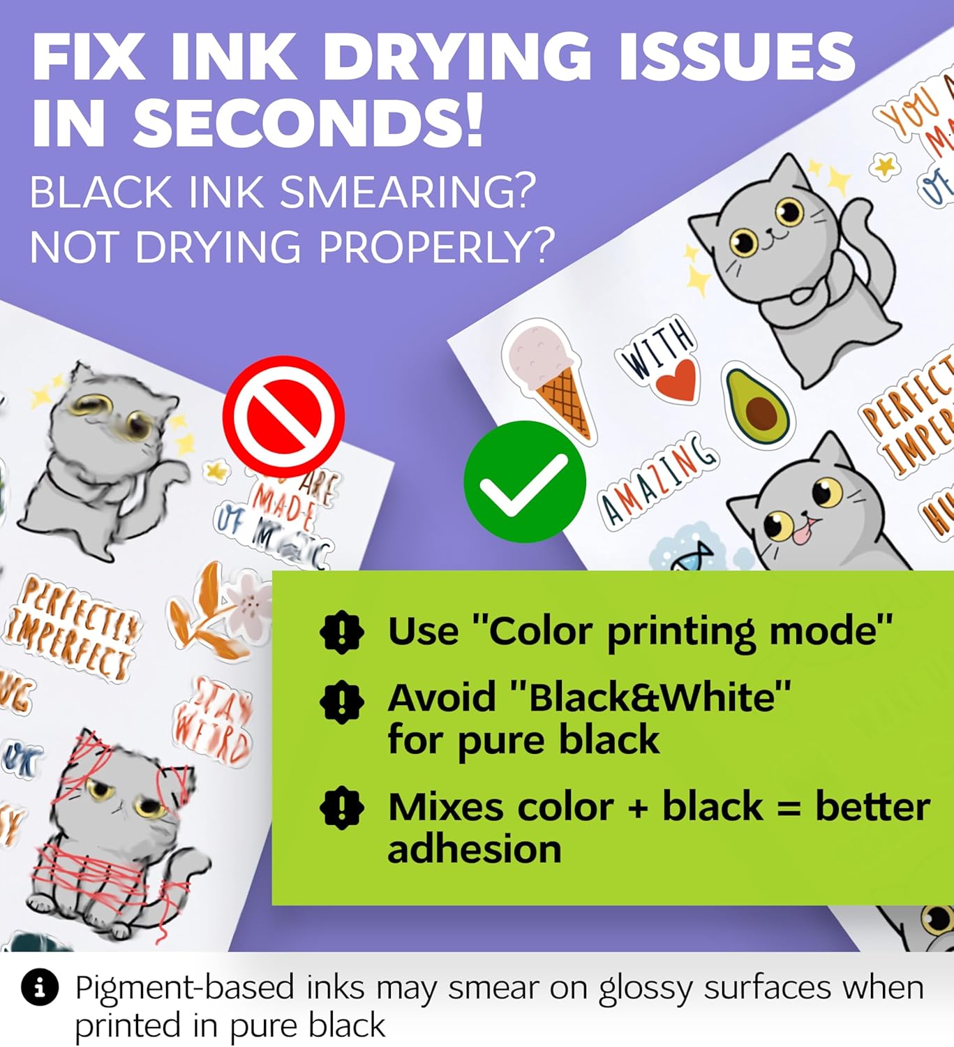 Premium Printable Vinyl Sticker Paper for Inkjet Printer and Laser - 200 White Glossy Sticker Paper Waterproof - Durability Adhesive Paper 8.5x11 (Shine Glossy, 200 Sheets)