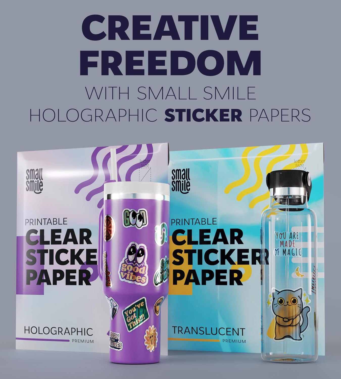 Clear Holographic Sticker Paper for Inkjet Printer and Laser – 20 Sheets, 8.5x11 Printable Vinyl Clear Sticker Paper, Waterproof Transparent Labels for DIY Stickers & Decals