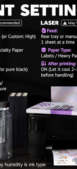 Clear Holographic Sticker Paper for Inkjet Printer and Laser – 50 Sheets, 8.5x11 Printable Vinyl Clear Sticker Paper, Waterproof Transparent Labels for DIY Stickers & Decals