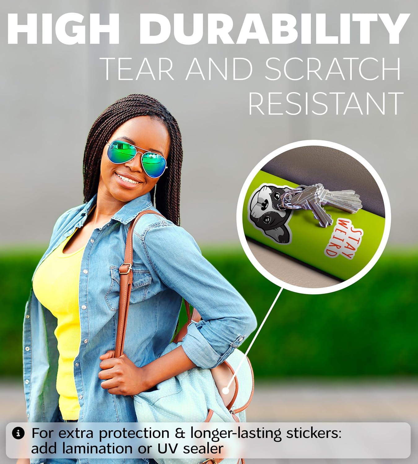 Premium Printable Vinyl Sticker Paper for Inkjet Printer and Laser - 200 White Glossy Sticker Paper Waterproof - Durability Adhesive Paper 8.5x11 (Shine Glossy, 200 Sheets)