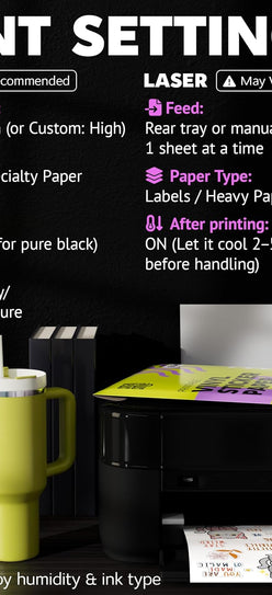Premium Printable Vinyl Sticker Paper for Inkjet Printer and Laser - 20 White Matte Sticker Paper Waterproof - Durability Adhesive Paper 8.5 x 11, Fast Dry, Holds Ink Well, Great for Cutting Machines